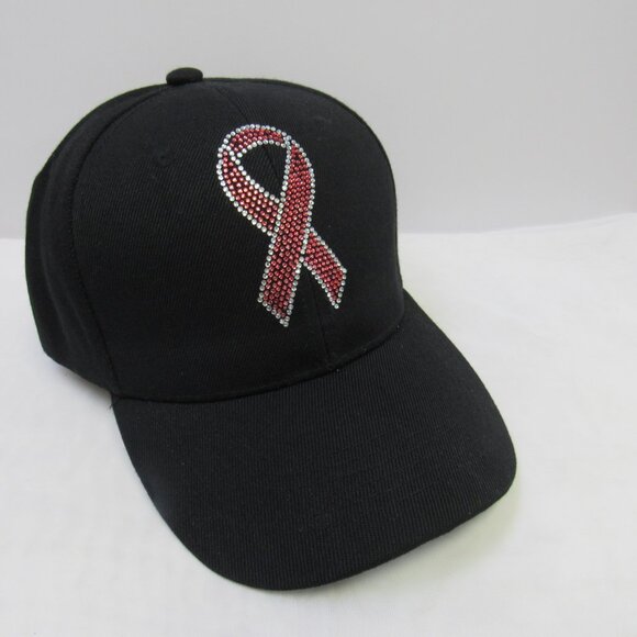 Black Baseball Hat Pink Ribbon Breast Cancer Awareness Rhinestone NEW - Picture 2 of 5